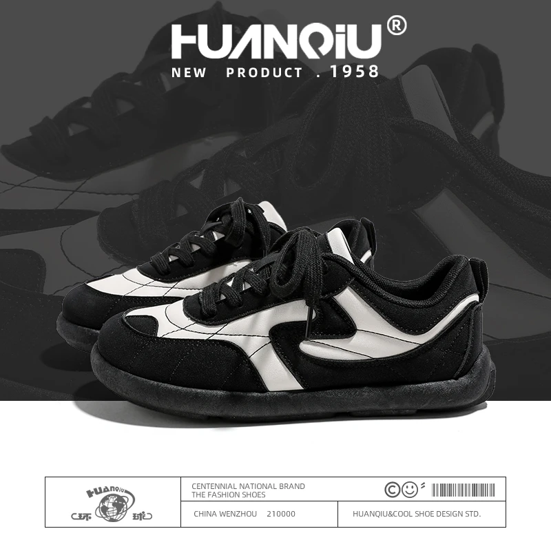 环球运动鞋女2024秋季新款德训鞋百搭薄底轻便网红学生泡芙板鞋女