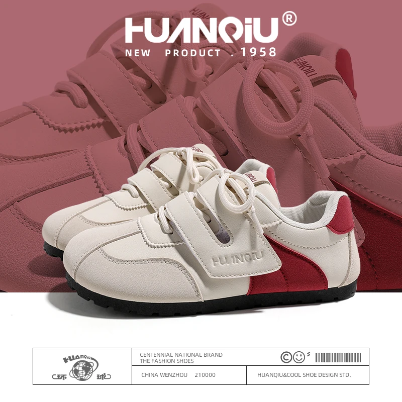 环球女鞋2025魔术贴德训鞋百搭小白鞋春季新款复古户外潮休闲板鞋