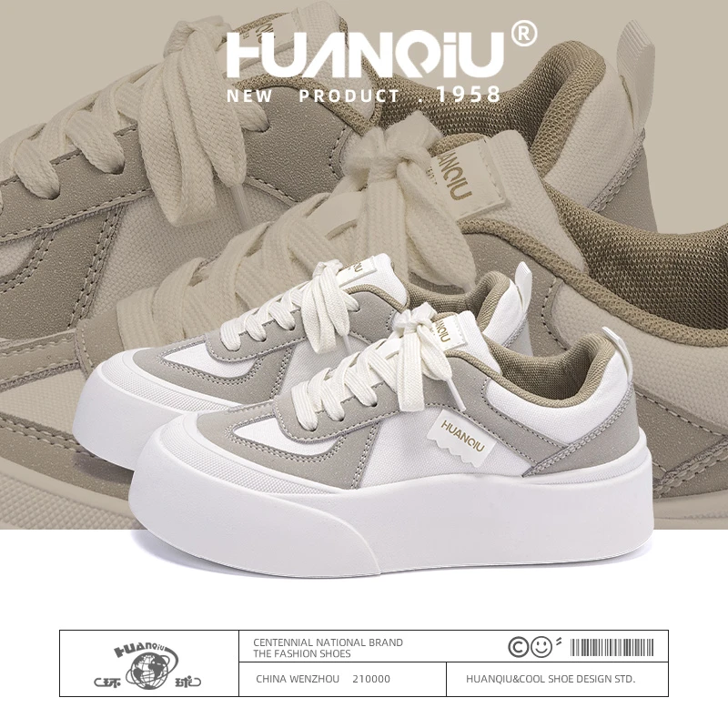 环球美式潮流板鞋女2025春季新款百搭耐磨休闲鞋厚底增高运动鞋子