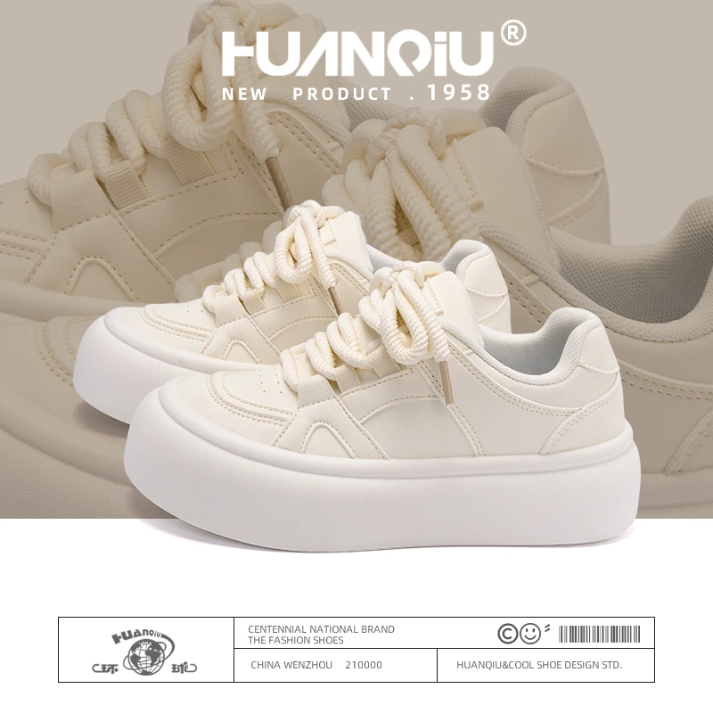 环球厚底小白鞋2025秋季新款开学户外新款学生增高休闲轻便运动鞋