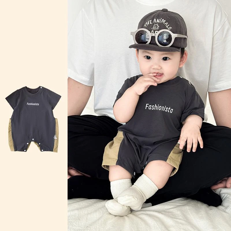 婴儿衣服夏装男宝宝连体衣夏季超萌韩版新生小男孩满月夏天外出服