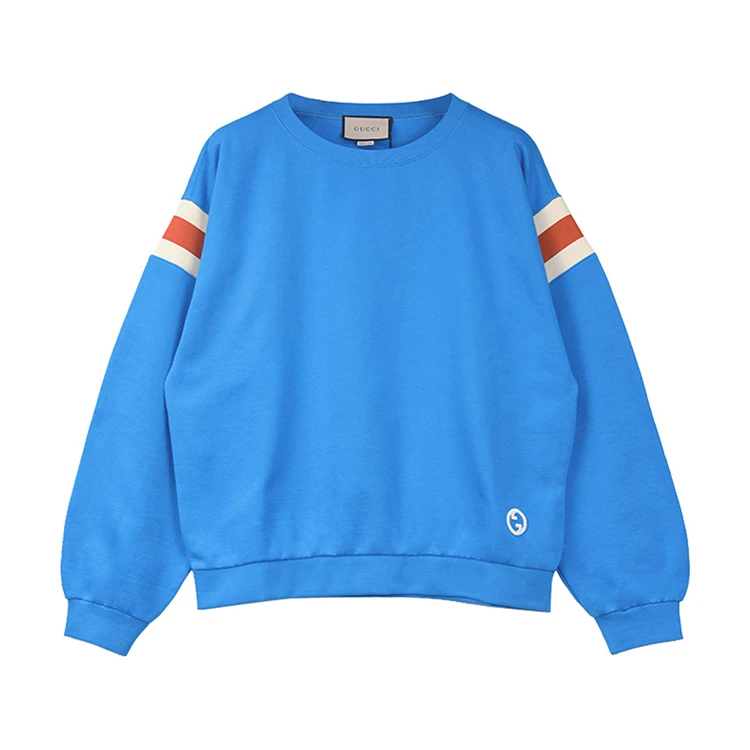 古驰GUCCI条纹圆领套头长袖卫衣 男款 蓝色 756653XJFWE4371