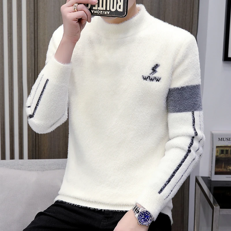 秋冬新款男士毛衣时尚潮流半高领加厚保暖毛衣
