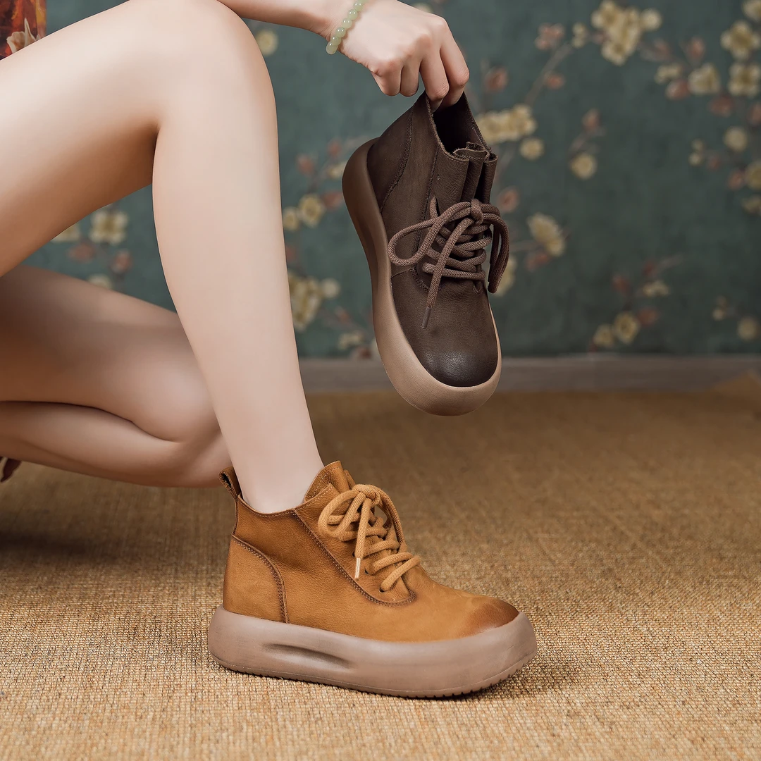 【新品】高帮百搭复古鞋女款2024春夏软底新款网红休闲鞋板鞋 13623