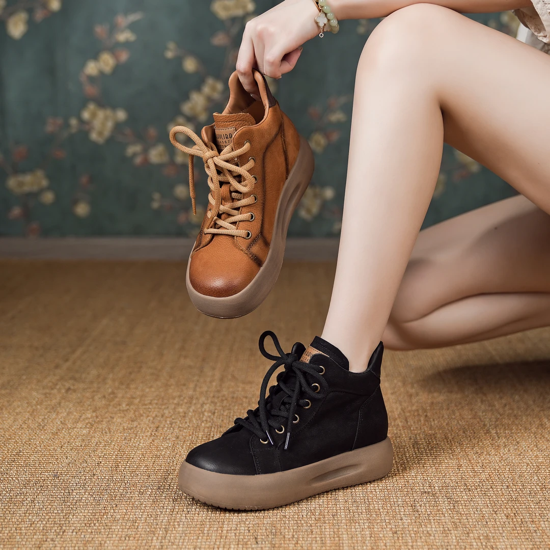 【X】高帮百搭复古鞋女款2024秋季软底新款网红休闲鞋板鞋 13650