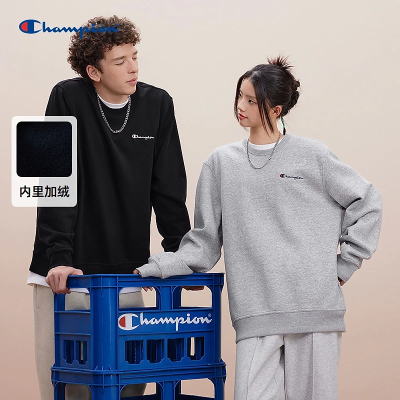 Champion冠军长袖时尚休闲百搭刺绣草写logo加绒卫衣U4CSWEM013