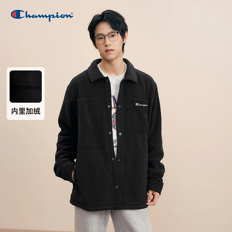 Champion冠军休闲男外套长袖草写刺绣logo抓绒夹克UM-WOT04-2