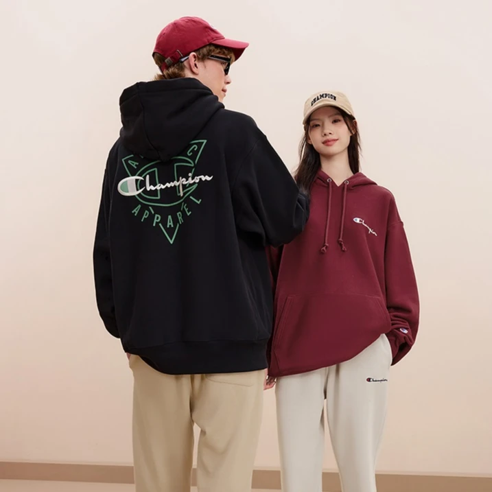 Champion冠军休闲百搭情侣潮流草写logo刺绣连帽卫衣UM-WSW07-2
