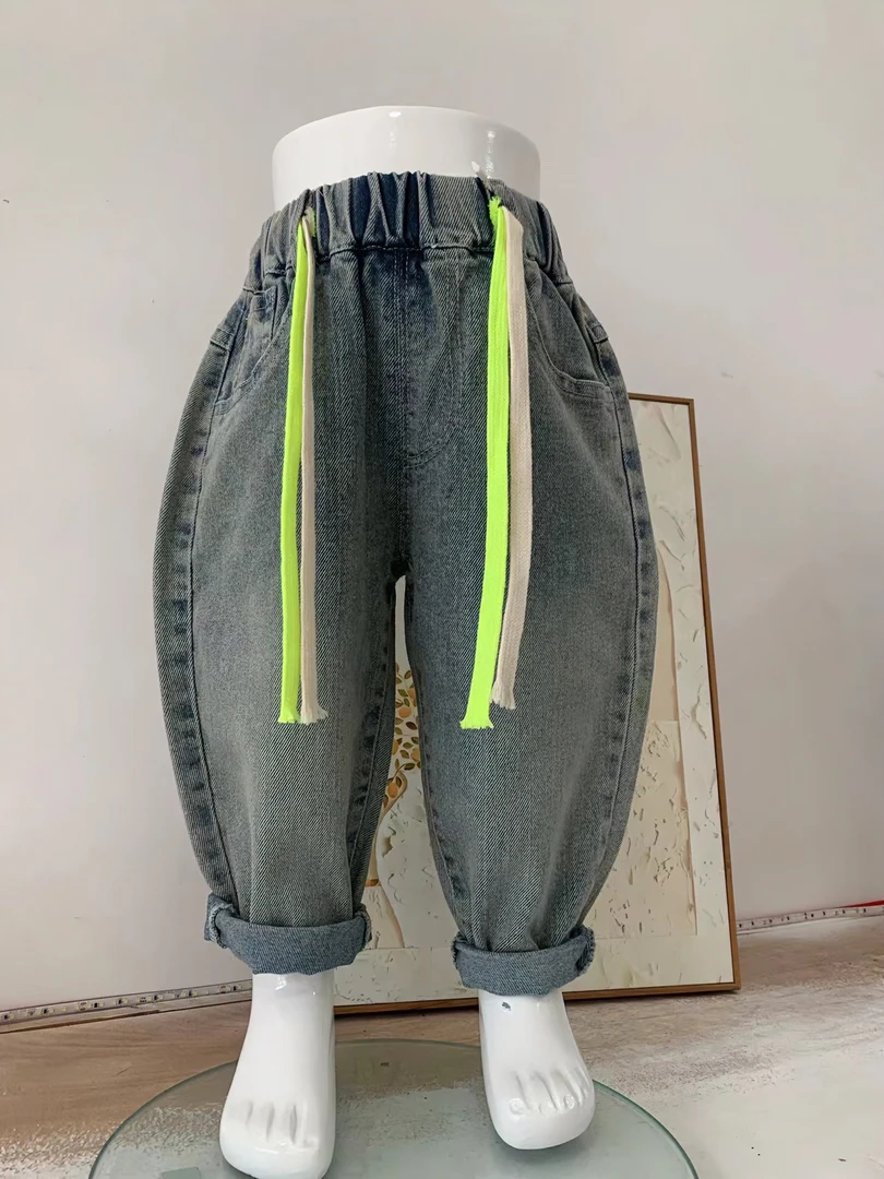 潮流裤子25年新款春秋款韩版男童裤子洋气中小童儿童宝宝棉牛仔裤