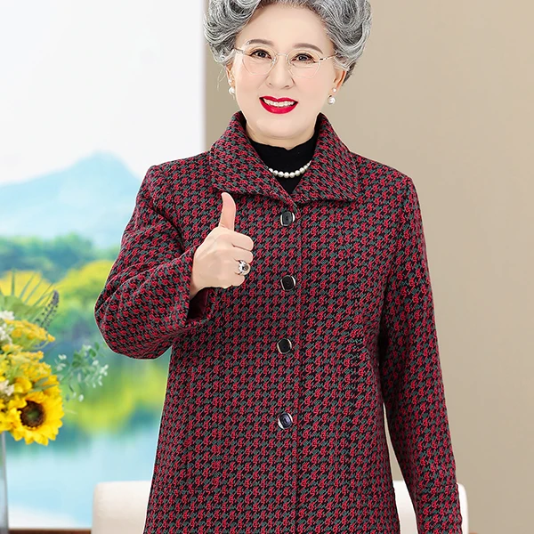 【丽姐家】秋冬新款妈妈装上衣女外套中老年时尚洋气翻领春秋大码