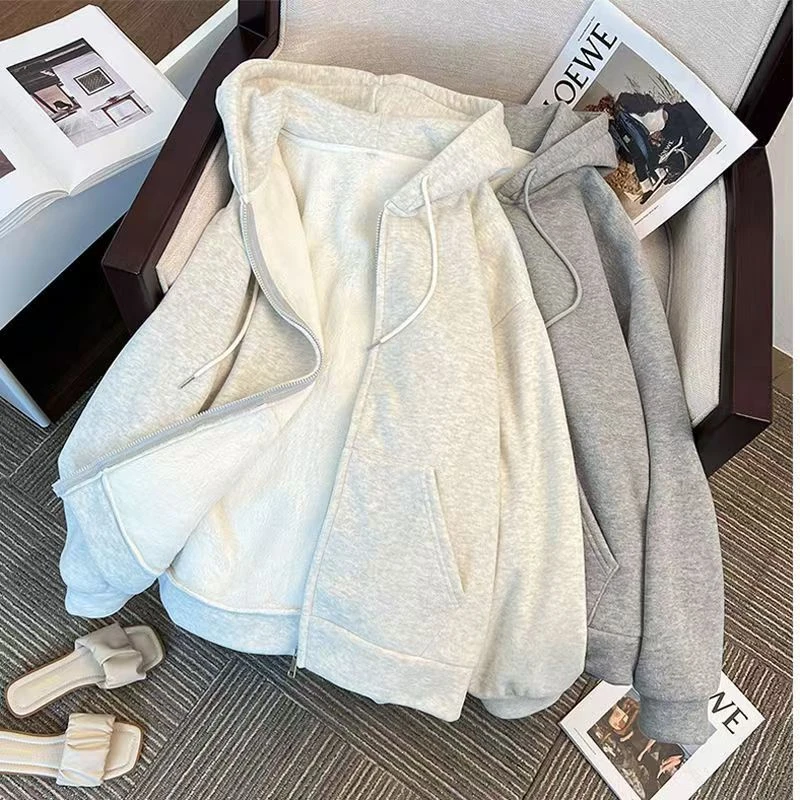 【张兜有米】秋冬新款加绒加厚男女宽松潮流卫衣外套