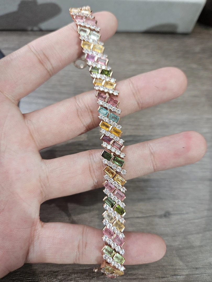 棋盘格碧玺手链重工