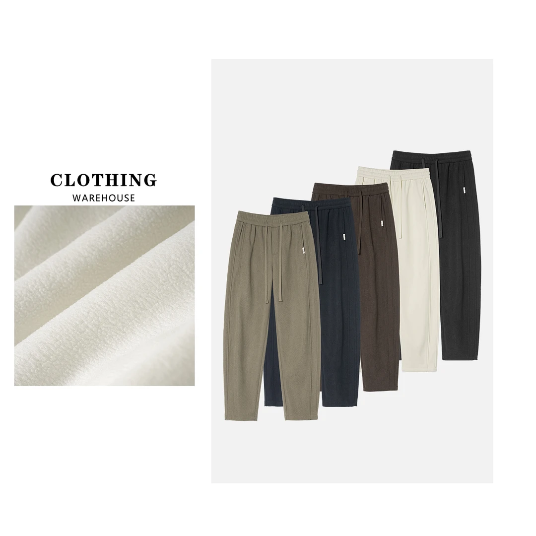 冬季美式休闲简约宽松雪尼尔加绒加厚灯芯绒直筒休闲裤58-6080