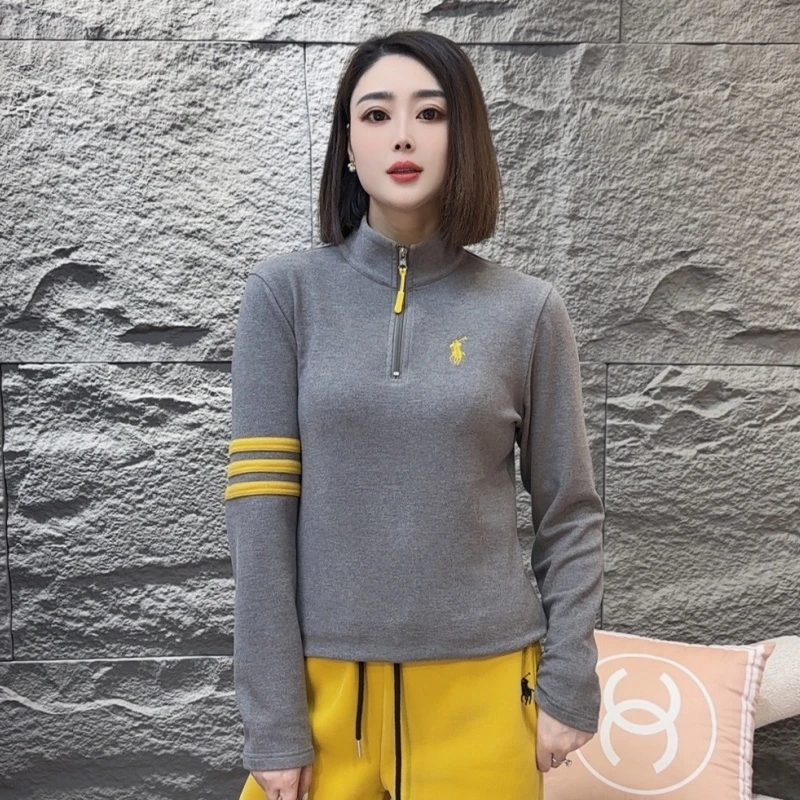 2476双面奥绒半拉链三条杠胸口刺绣长袖卫衣休闲百搭秋冬打底衫