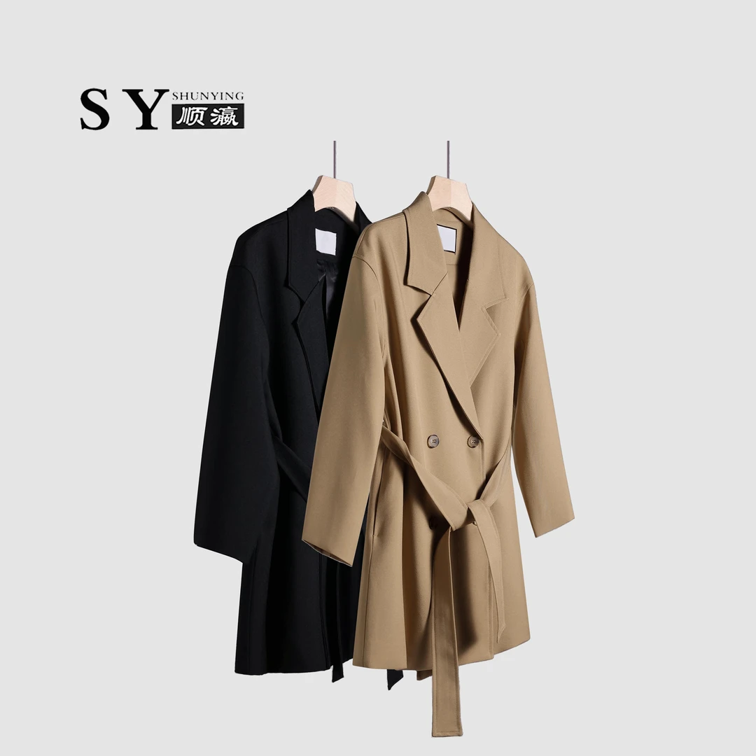 【顺瀛】新款双面西装时尚领系带气质宽松大衣外套SYL6003