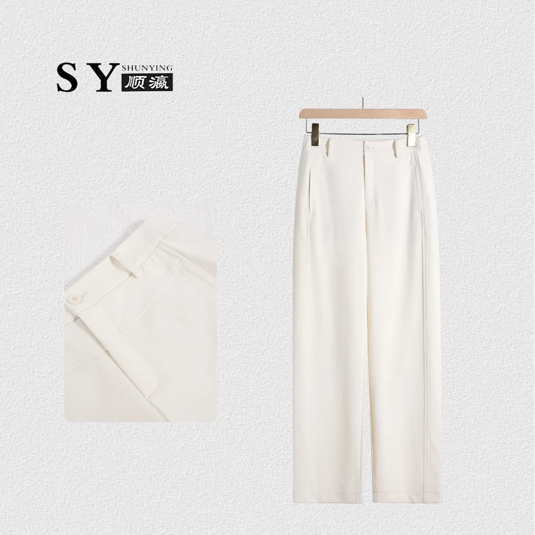 顺瀛【解压长腿裤】高中腰垂感休闲裤女春季潮流纯色阔腿裤SY5360