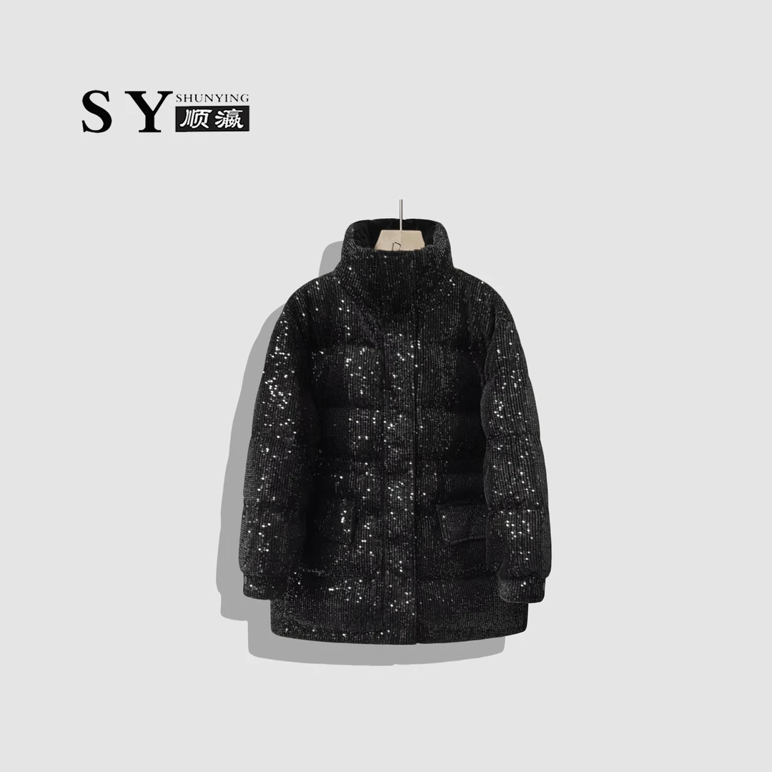 【顺瀛】潮亮片短款新款时尚休闲宽松显瘦洋气羽绒服外套SYZJ8599