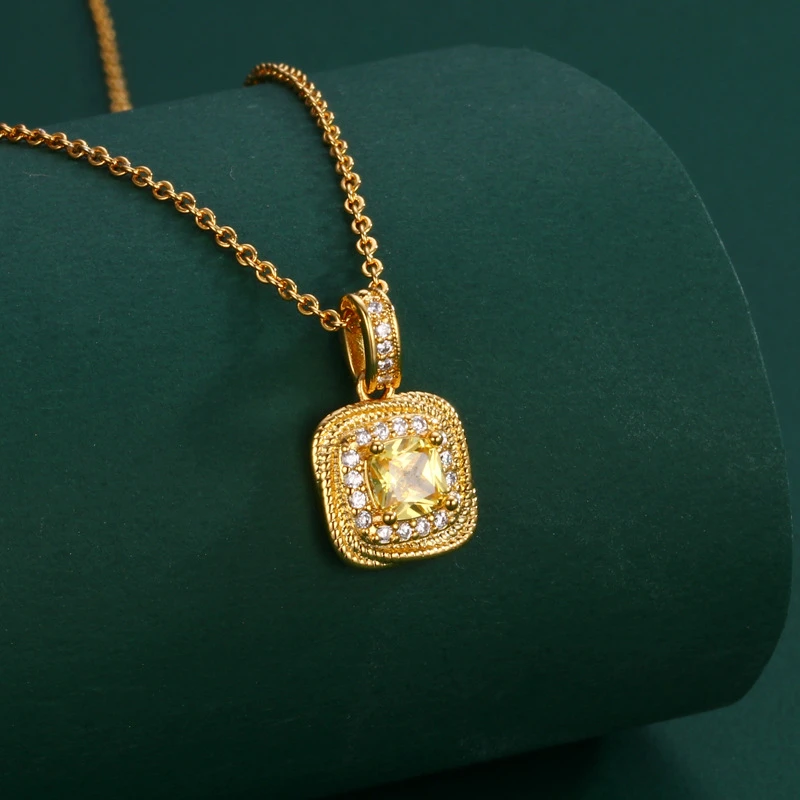 铜合金亚克力吊坠 合金吊坠花水波纹多层方糖吊坠项不褪锁骨项链