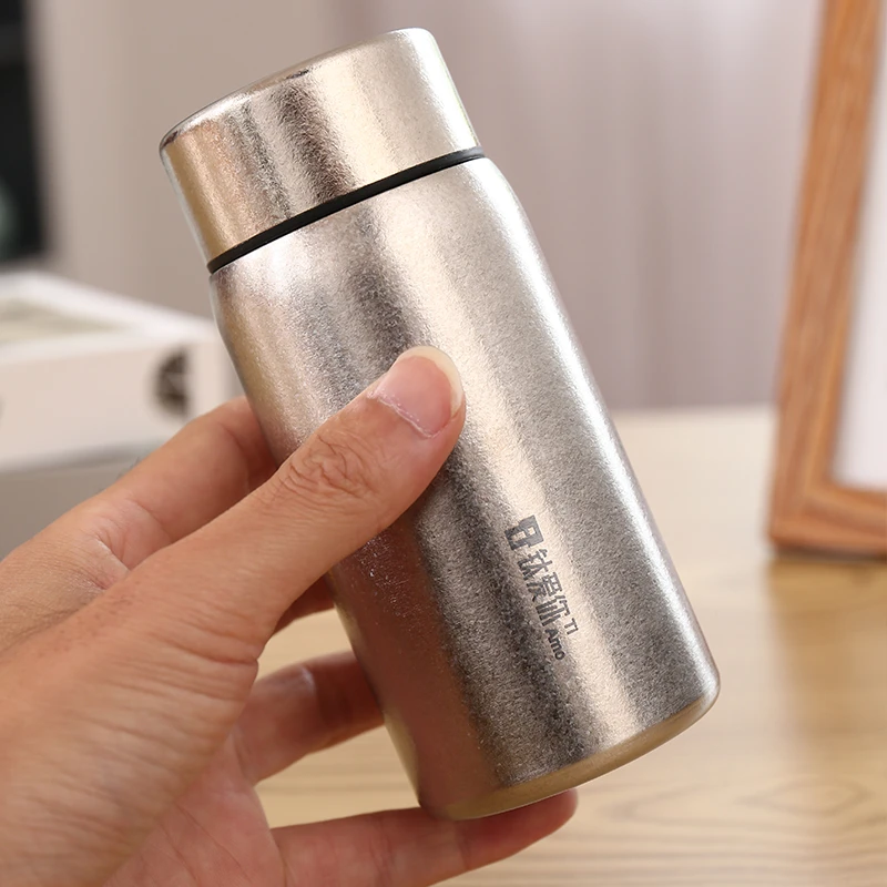 200ml纯钛双层真空保温杯迷你口袋杯商务礼品定制logo带纯钛滤网