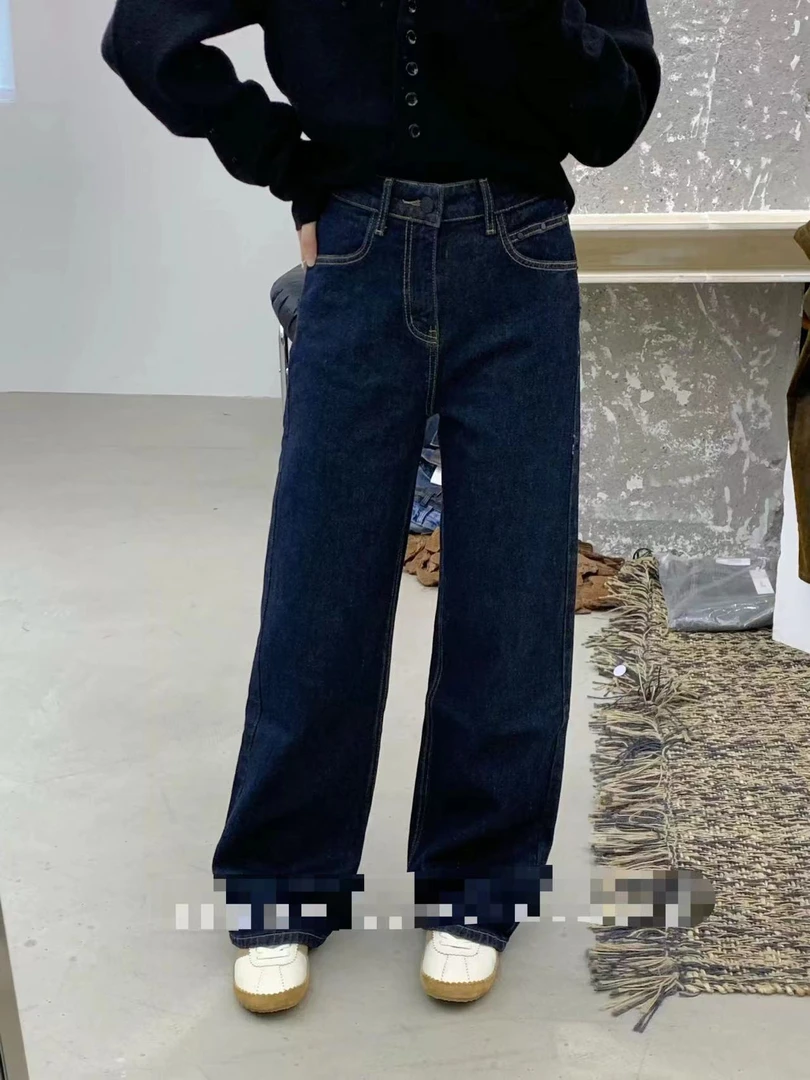 105牛仔裤冬新款直筒裤时尚高腰直筒裤