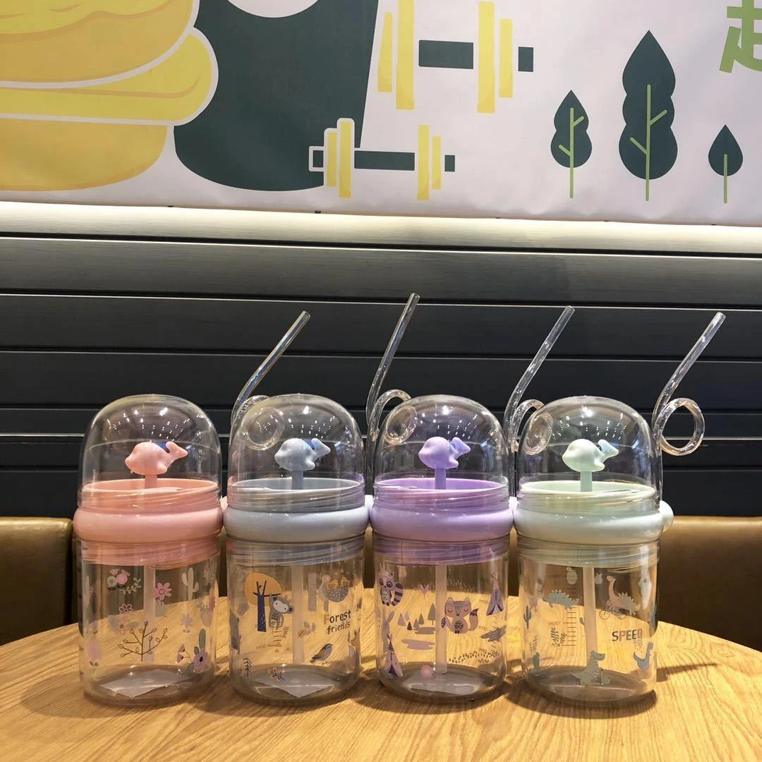 鲸鱼吸管杯创意便携户外塑料杯玩具杯喷水杯吸水杯易清洗学生幼儿