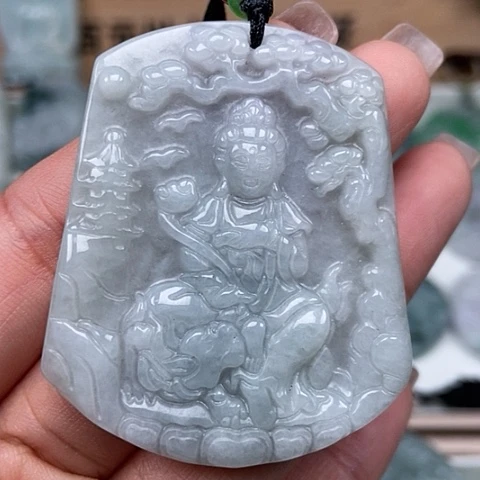 翡翠颈饰未镶嵌文殊菩萨