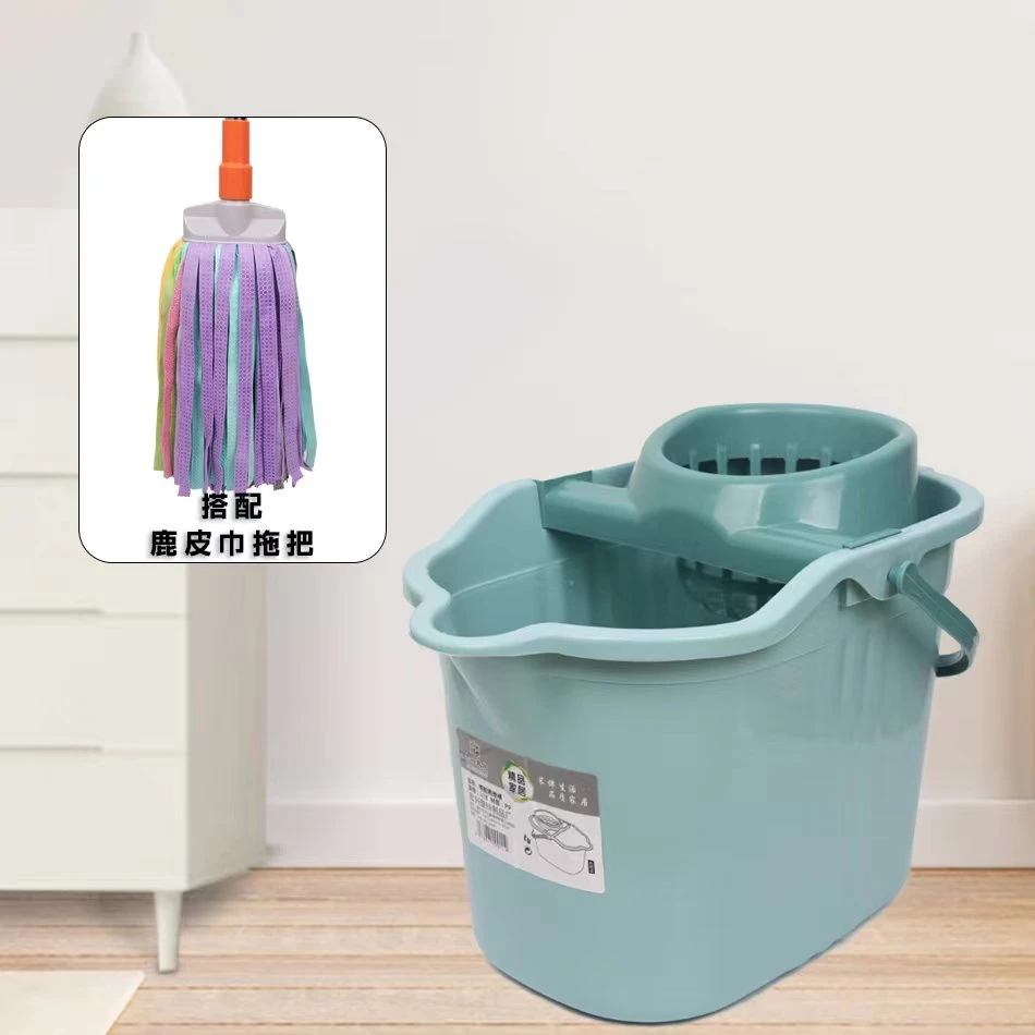 拖地桶免手洗家用大容量耐用加厚带轮塑料彩色鹿皮巾拖把拖布干湿