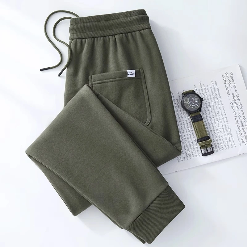 NUAU加绒卫裤男秋冬2024新款加厚束脚裤男士针织运动长裤休闲裤子