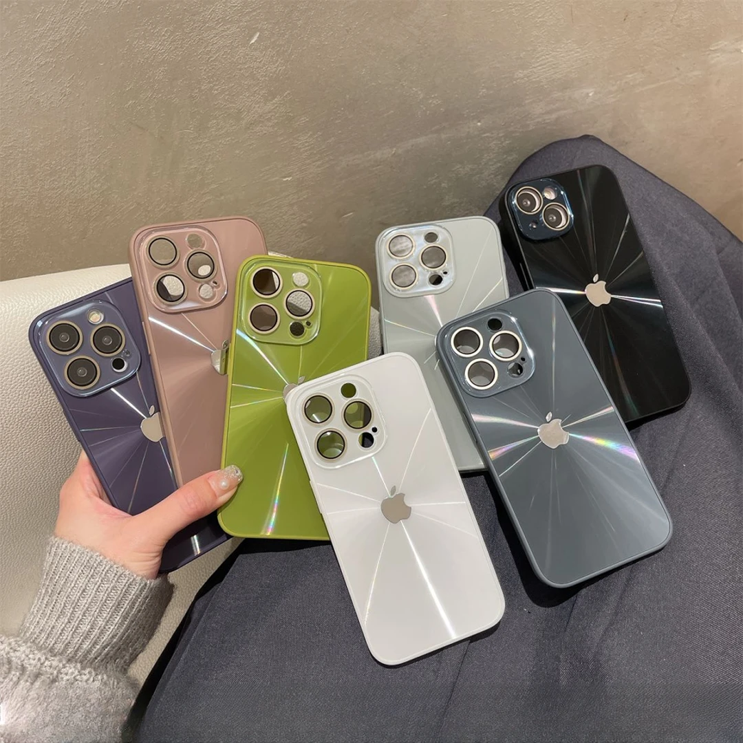 适用苹果16ProMax新款电镀极光15炫彩14防摔全包自带镜头膜保护壳