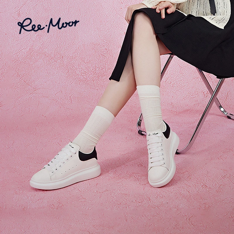 REEMOOR睿慕厚底增高小白鞋24秋新款百搭休闲运动休闲板鞋R3Y475