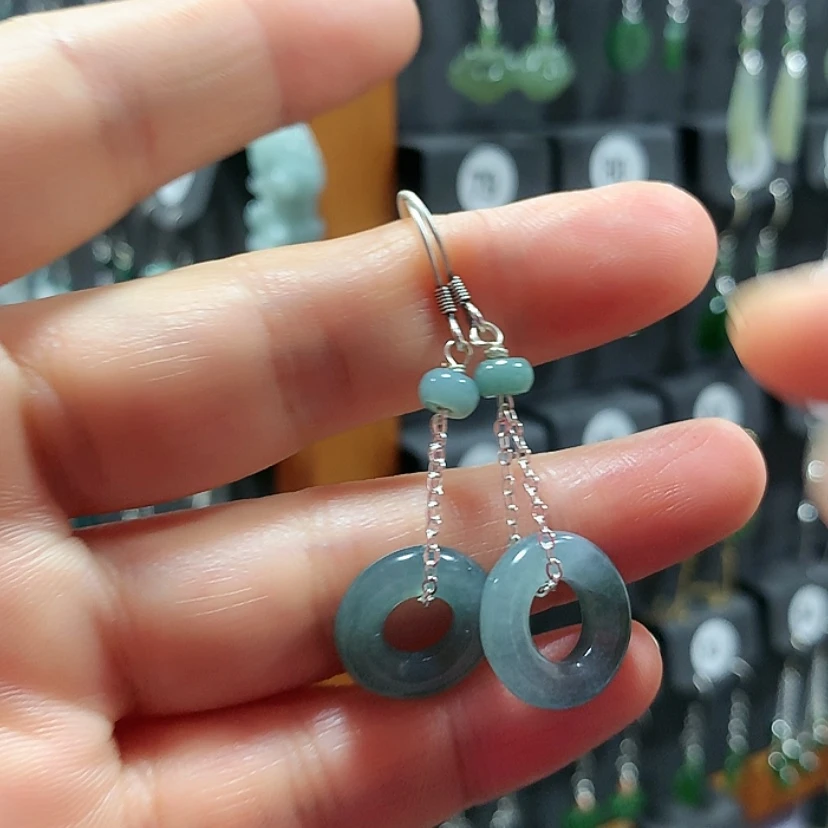 【闪购商品】翡翠耳饰银S925镶嵌