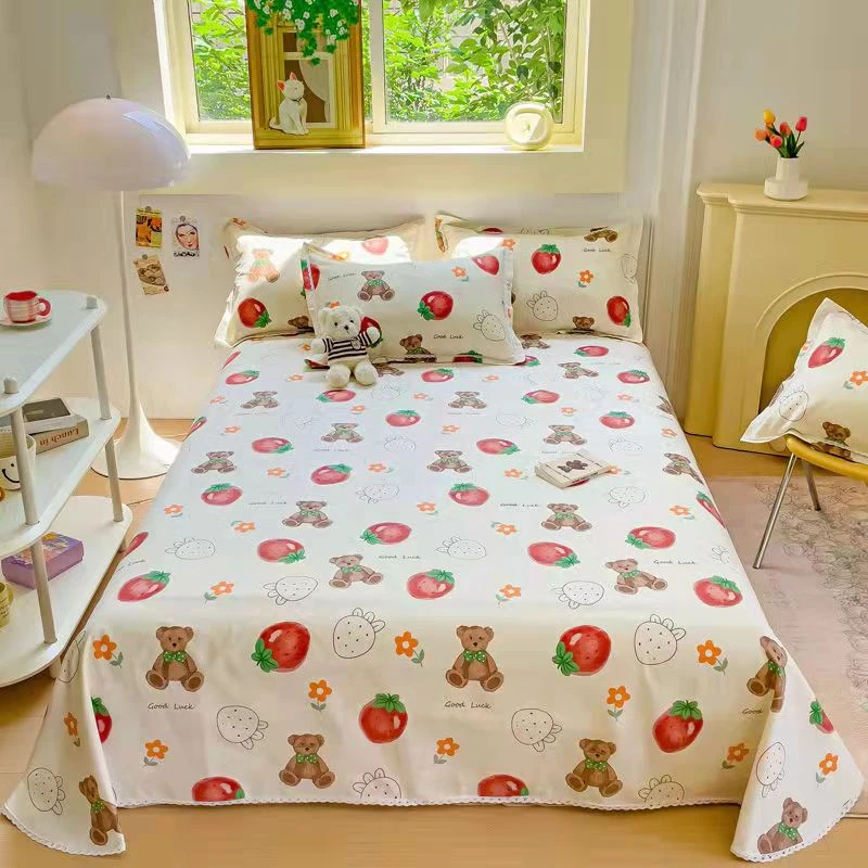 【优选床单】230*245甜心布偶全棉老粗布床单床上用品透气耐用家纺