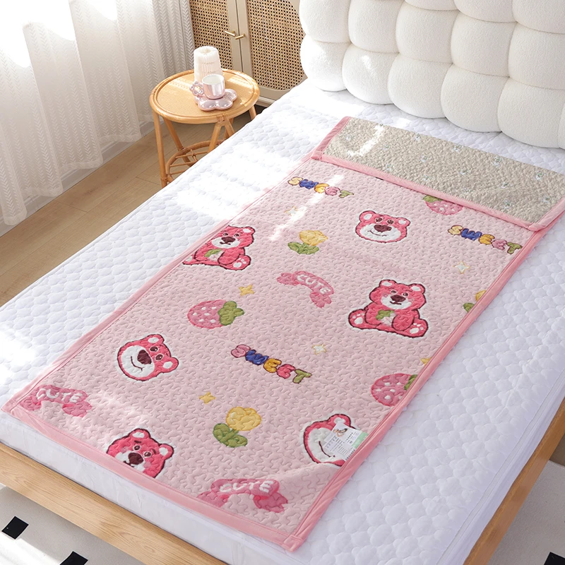 【草莓小熊床盖】90*200牛奶绒冬季加厚大双面多功能透气亲肤柔软