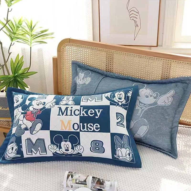 【大枕套】50*80棋盘米奇大枕套加厚纯棉纱布防滑防脱落棉枕