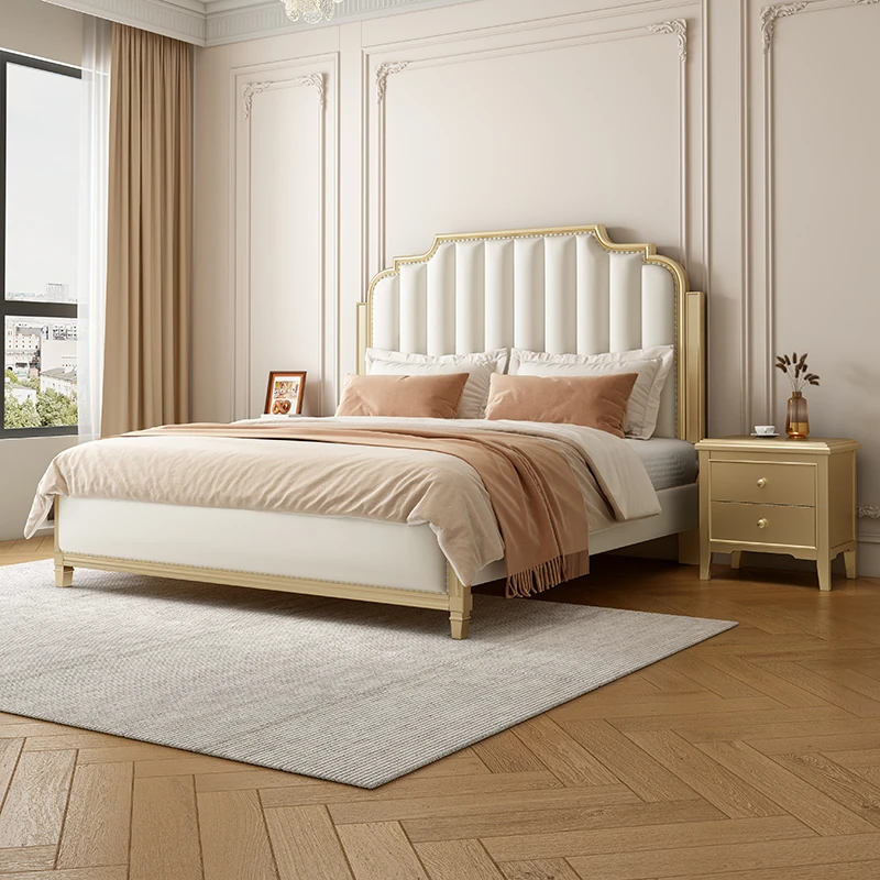 美式轻奢高颜值高端实木主卧床多功能储物婚床简约双人软包实木床