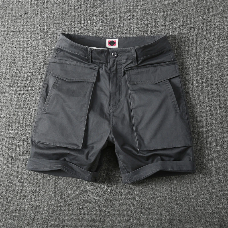潮牌美式休闲多口袋工装短裤男 美式复古宽松弹力五分裤中裤夏季