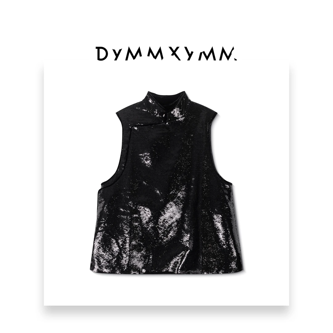 【DYMMXYMM】-极简奢华风设计师时尚手工铜氨亮片背心款上衣-WSD196