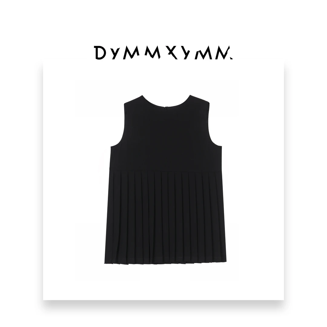 【DYMMXYMM】-设计师气质小众高级感百褶醋酸无袖背心上衣-W6105