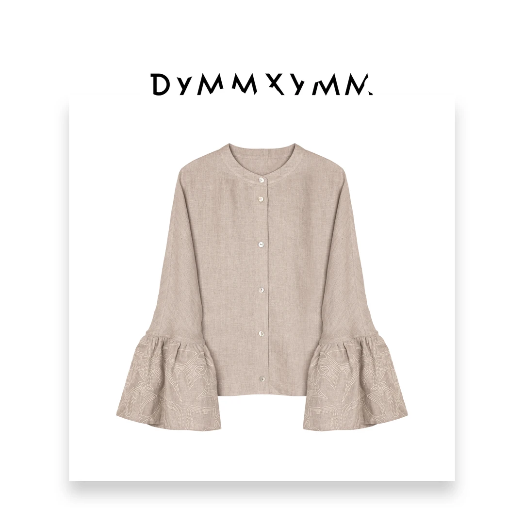 【DYMMXYMM】-春夏新款时尚气质百搭麻料高级感喇叭袖上衣-WSD518