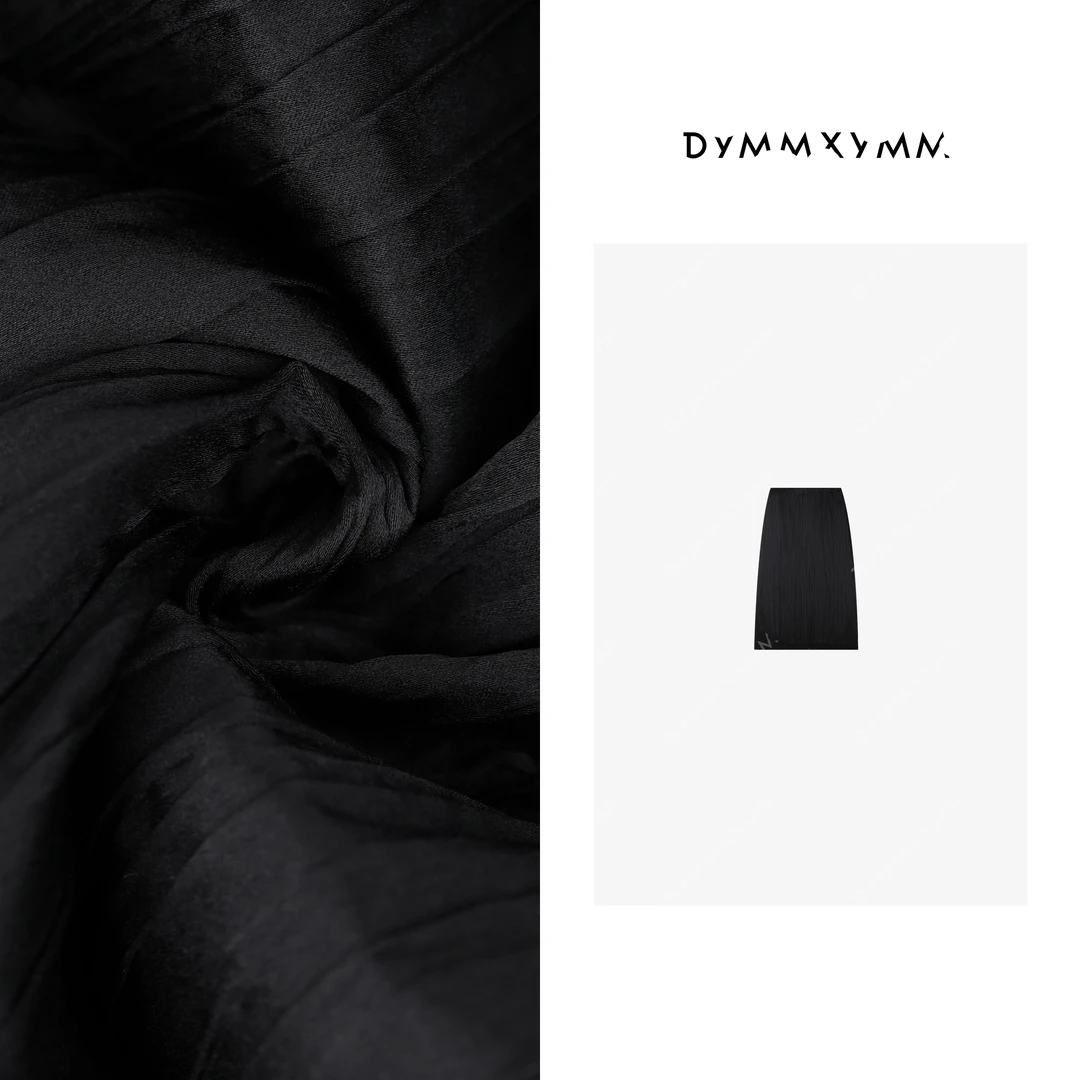 【DYMMXYMM】-秋冬小众设计师后开叉压褶肌理感夹棉半裙-PF24237