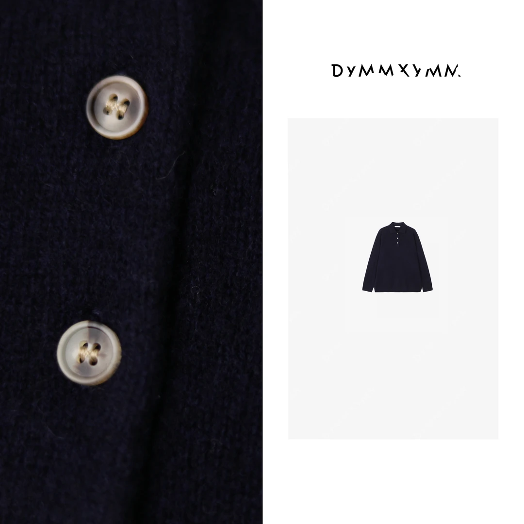 【DYMMXYMM】-小众设计师黑灰双色POLO领纽扣全毛毛衣-4FWD2752