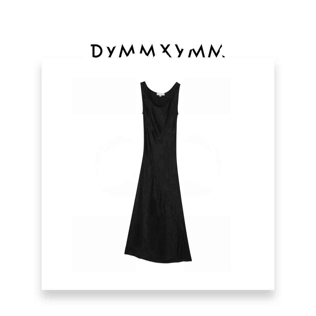 【DYMMXYMM】-春夏时尚气质高级感设计斜裁拼接醋酸连衣裙-F0127