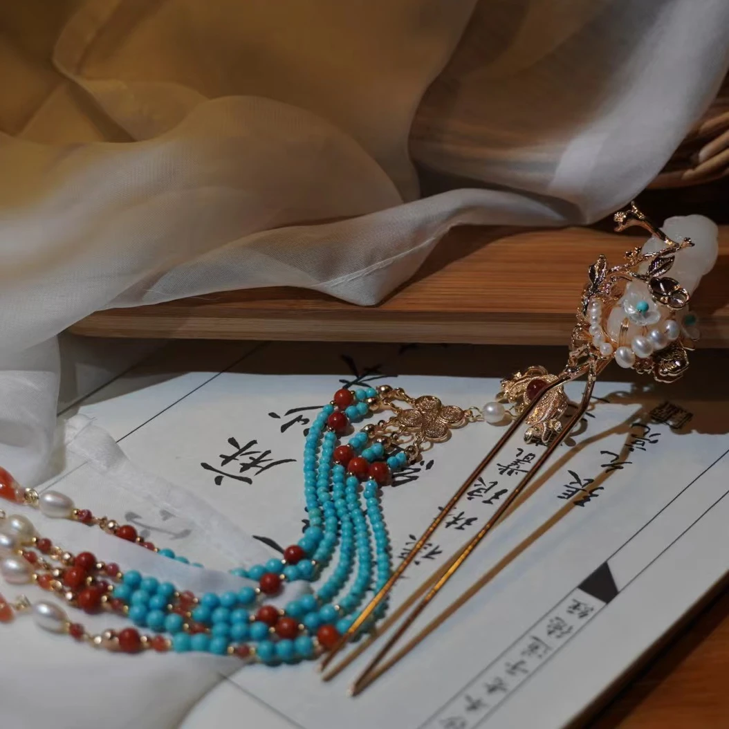 山烟喜鹊重工精美宫廷中式古风流苏复古国风质感别致新娘头饰发饰