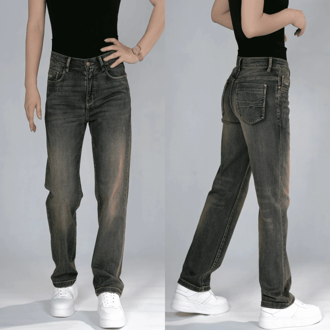 迈库科日亚男士牛仔裤秋冬新款男装微阔重工复古直筒美式牛仔裤