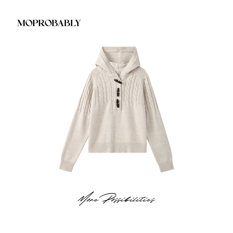 Moprobably李予诺「理想家」慵懒风麻花纹牛角扣套头毛衫L4476421