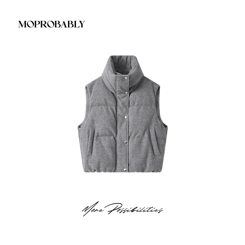 Moprobably李予诺「雾山马甲」时尚休闲百搭厚立领马甲L4449315