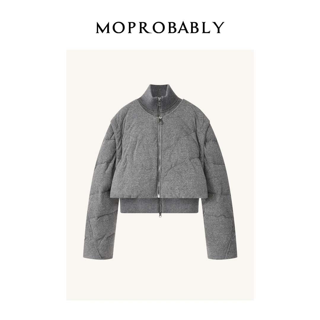 Moprobably李予诺「烟墨」时尚百搭真两件马甲棉服外套L4461305