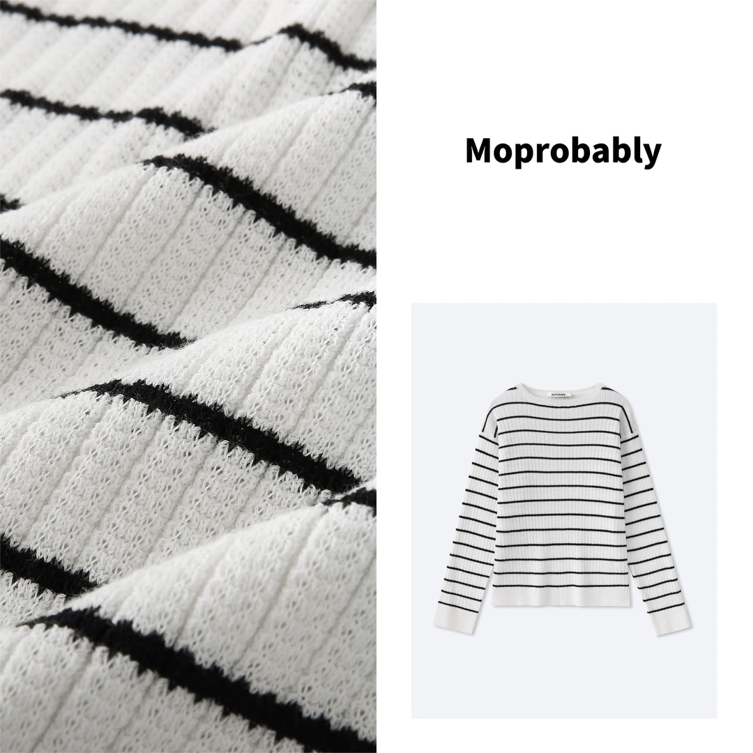 Moprobably李予诺"100%棉"经典条纹长袖T恤L3314136