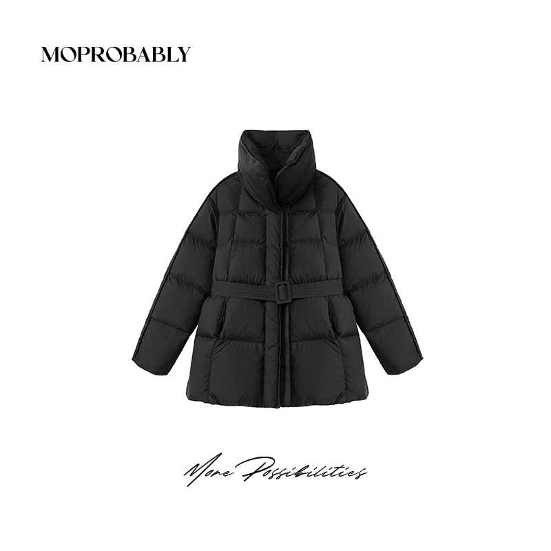 Moprobably李予诺「墨行」红人上新90白鹅绒百搭立领羽绒服L4468366