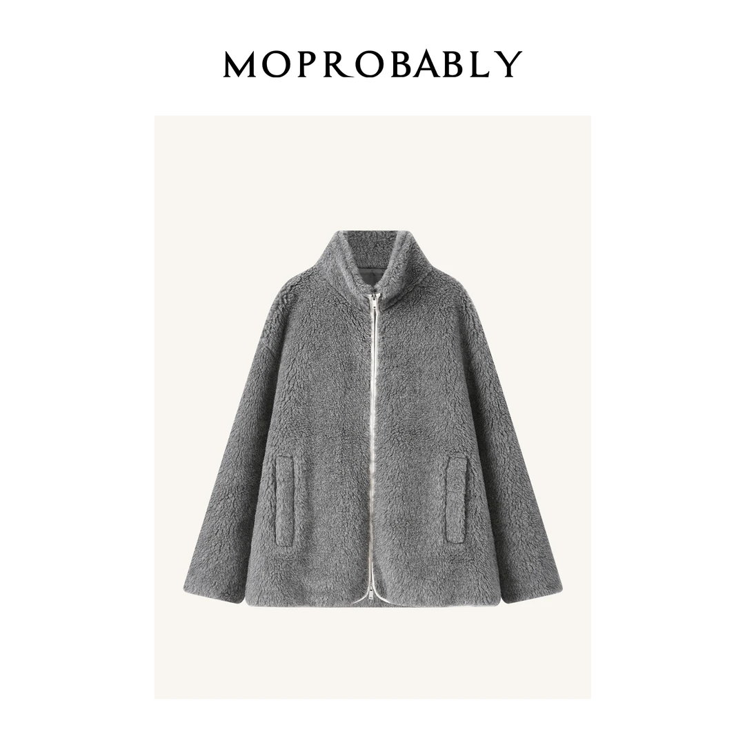 Moprobably李予诺 「灰启」时尚休闲百搭毛毛外套L4457304